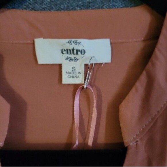 Entro S Browm Floral Embroidered Tiered V Neck Baby Doll Dress 612 - Picture 5 of 9